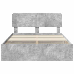 vidaXL Bed Frame with Drawers Concrete Gray 150 x 200 cm Engineered Wood