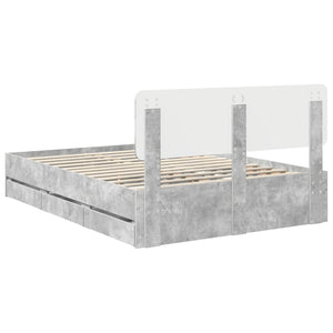 vidaXL Bed Frame with Drawers Concrete Grey 140 x 200 cm Engineered Wood