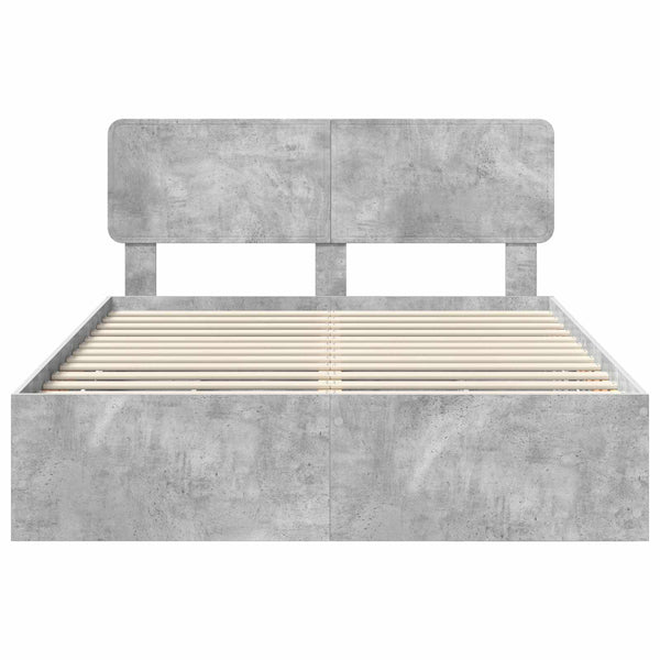 vidaXL Bed Frame with Drawers Concrete Grey 140 x 200 cm Engineered Wood