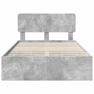 vidaXL Bed Frame with Drawers Concrete Grey 135 x 190 cm Engineered Wood