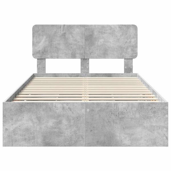 vidaXL Bed Frame with Drawers Concrete Grey 135 x 190 cm Engineered Wood