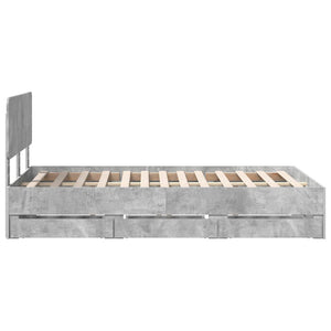 vidaXL Bed Frame with Drawers Concrete Grey 135 x 190 cm Engineered Wood