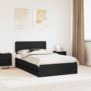 vidaXL Bed Frame with Drawers Black 120 x 200 cm Engineered Wood