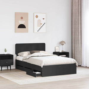vidaXL Bed Frame with Drawers Black 120 x 200 cm Engineered Wood