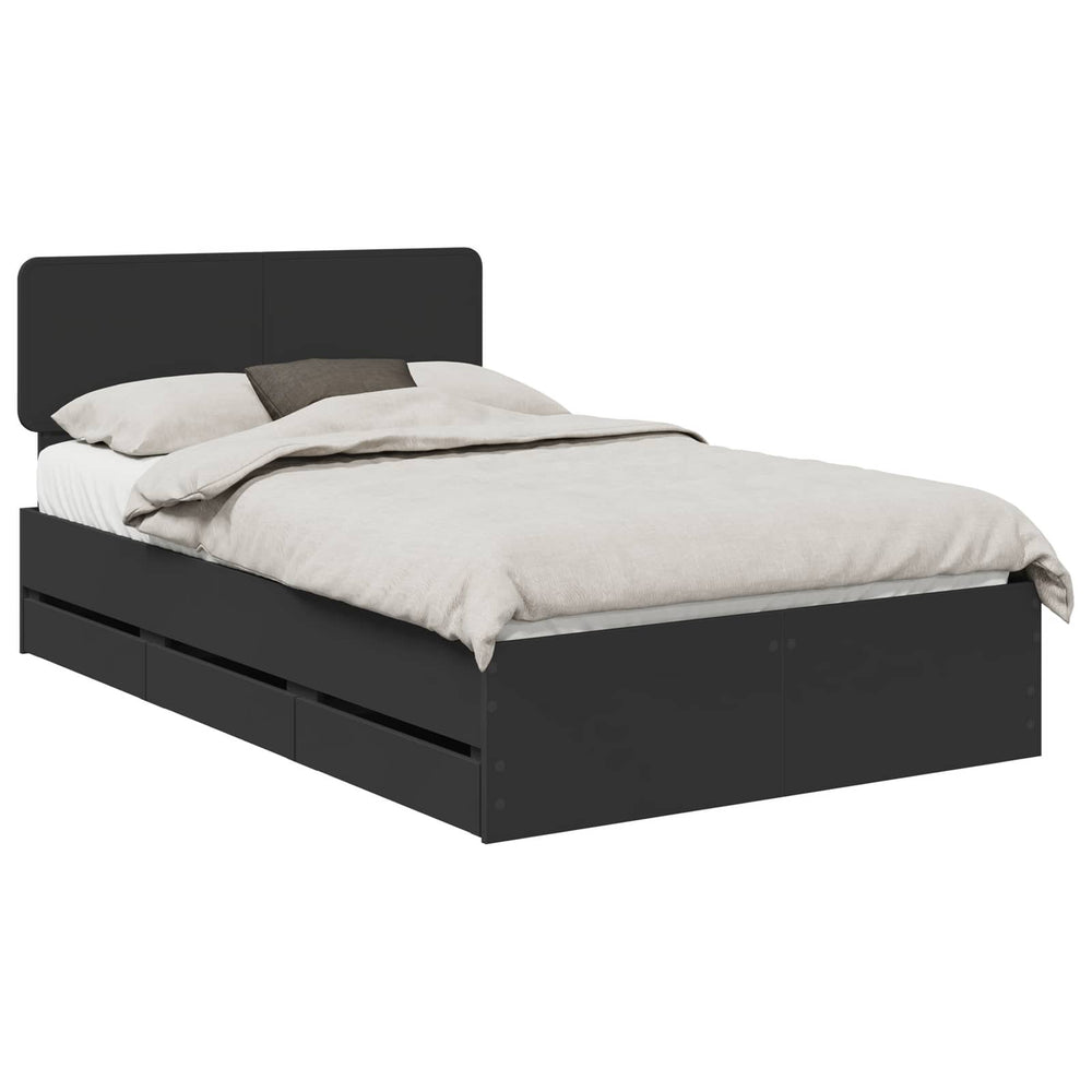 vidaXL Bed Frame with Drawers Black 120 x 200 cm Engineered Wood