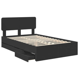 vidaXL Bed Frame with Drawers Black 120 x 200 cm Engineered Wood