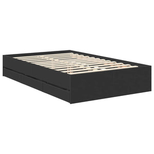 vidaXL Bed Frame with Drawers Black 120 x 200 cm Engineered Wood
