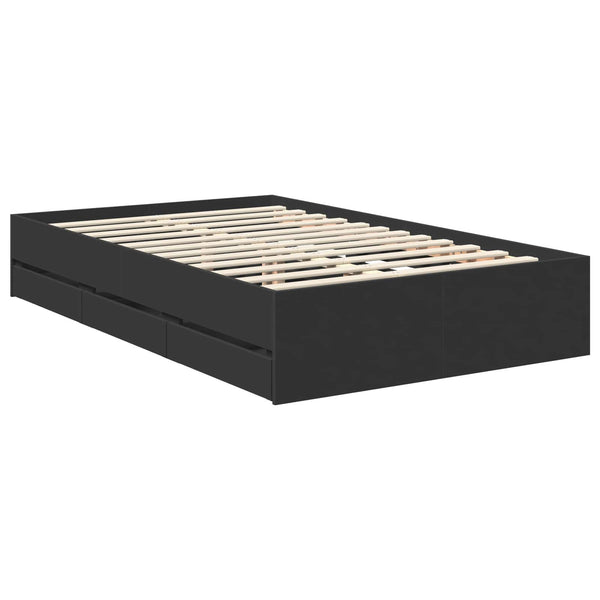 vidaXL Bed Frame with Drawers Black 120 x 200 cm Engineered Wood