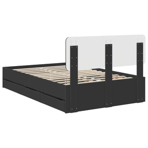 vidaXL Bed Frame with Drawers Black 120 x 200 cm Engineered Wood