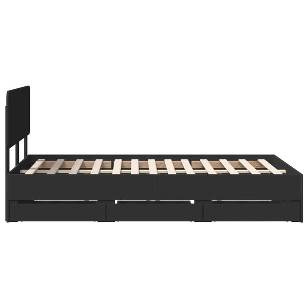 vidaXL Bed Frame with Drawers Black 120 x 200 cm Engineered Wood