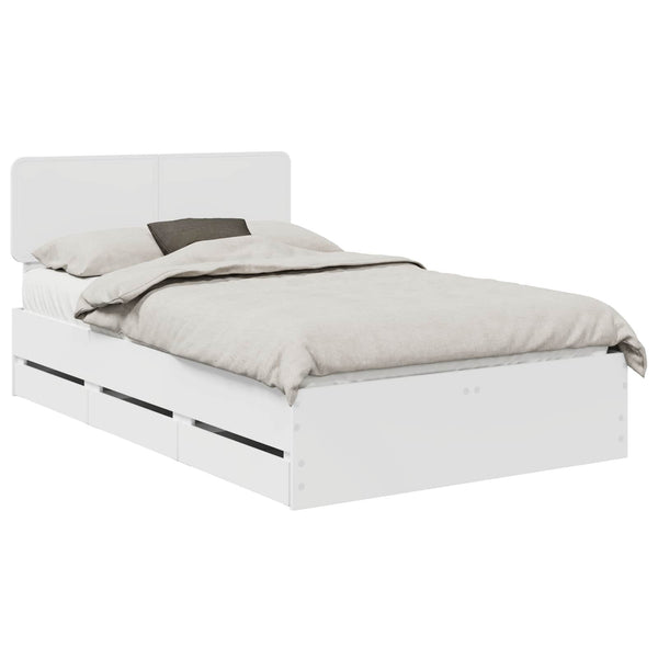 vidaXL Bed Frame with Drawers White 120 x 190 cm Engineered Wood