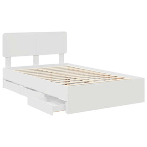 vidaXL Bed Frame with Drawers White 120 x 190 cm Engineered Wood