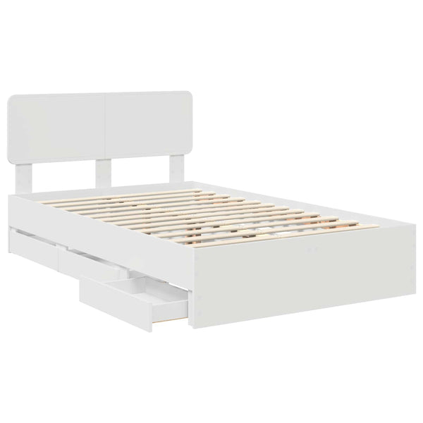 vidaXL Bed Frame with Drawers White 120 x 190 cm Engineered Wood