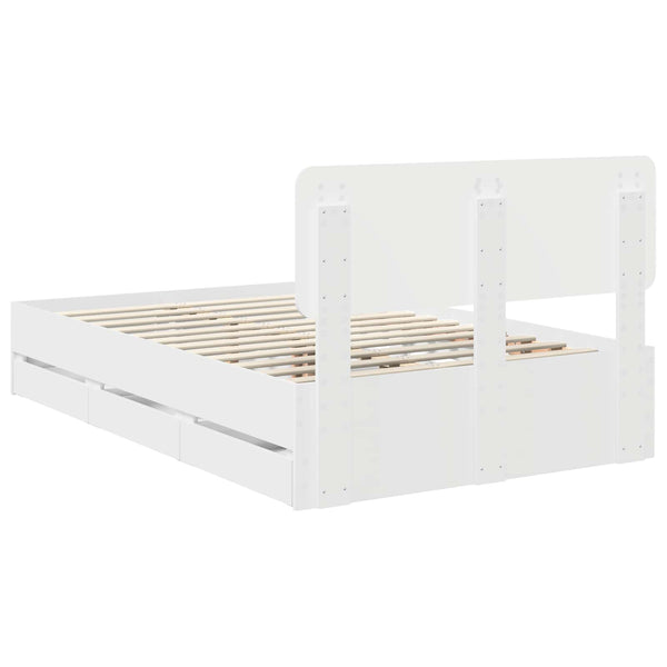 vidaXL Bed Frame with Drawers White 120 x 190 cm Engineered Wood