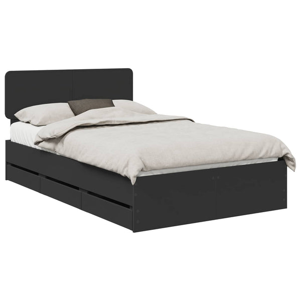 vidaXL Bed Frame with Drawers Black 120 x 190 cm Engineered Wood