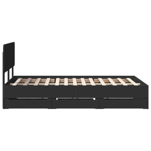 vidaXL Bed Frame with Drawers Black 120 x 190 cm Engineered Wood