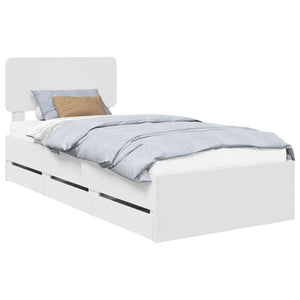 vidaXL Bed Frame with Drawers White 100 x 200 cm Engineered Wood