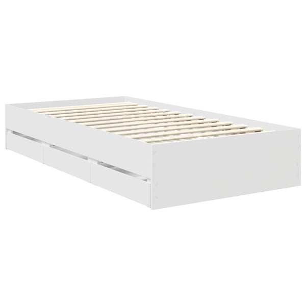 vidaXL Bed Frame with Drawers White 100 x 200 cm Engineered Wood