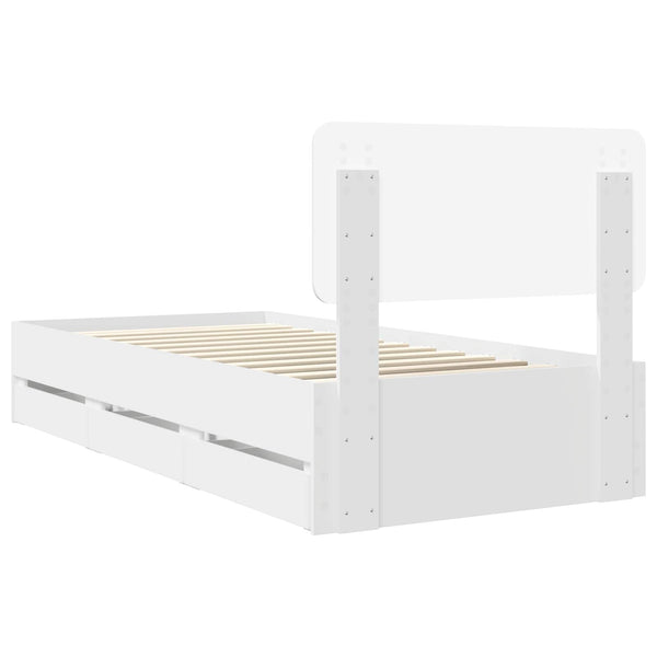 vidaXL Bed Frame with Drawers White 100 x 200 cm Engineered Wood
