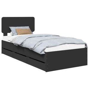 vidaXL Bed Frame with Drawers Black 100 x 200 cm Engineered Wood