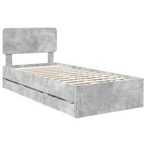 vidaXL Bed Frame with Drawers Concrete Gray 100 x 200 cm Engineered Wood