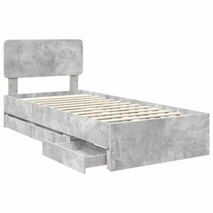 vidaXL Bed Frame with Drawers Concrete Gray 100 x 200 cm Engineered Wood