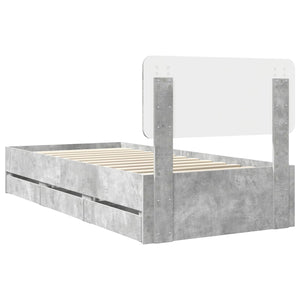 vidaXL Bed Frame with Drawers Concrete Gray 100 x 200 cm Engineered Wood