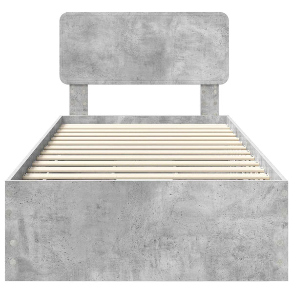 vidaXL Bed Frame with Drawers Concrete Gray 100 x 200 cm Engineered Wood