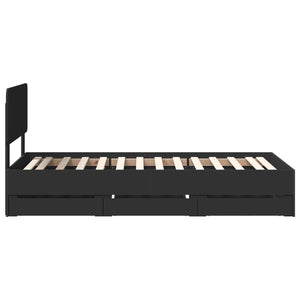 vidaXL Bed Frame with Drawers Black 90 x 200 cm Engineered Wood