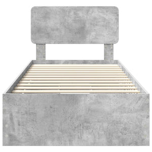 vidaXL Bed Frame with Drawers Concrete Grey 90 x 200 cm Engineered Wood