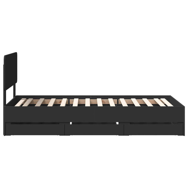 vidaXL Bed Frame with Drawers Black 90 x 190 cm Engineered Wood