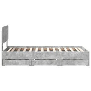 vidaXL Bed Frame with Drawers Concrete Grey 90 x 190 cm Engineered Wood