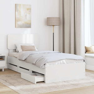 vidaXL Bed Frame with Drawers White 75 x 190 cm Engineered Wood