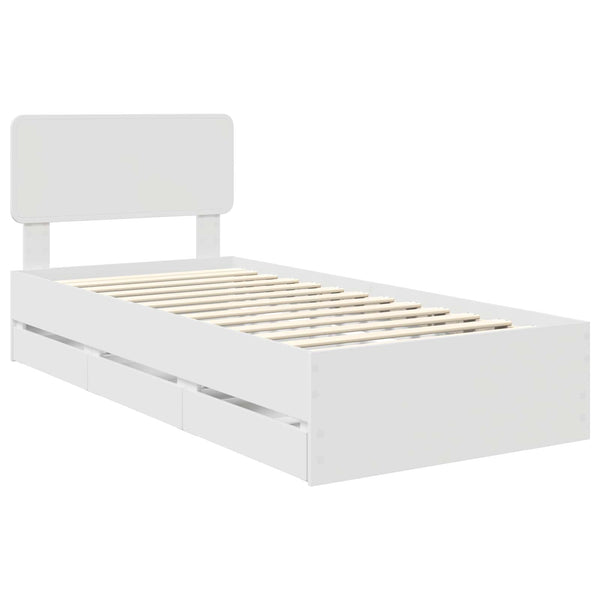 vidaXL Bed Frame with Drawers White 75 x 190 cm Engineered Wood