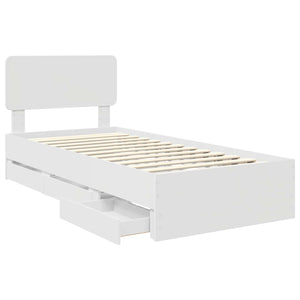 vidaXL Bed Frame with Drawers White 75 x 190 cm Engineered Wood