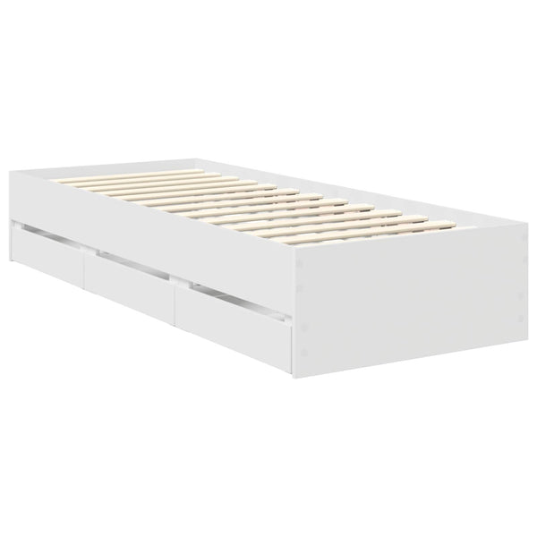 vidaXL Bed Frame with Drawers White 75 x 190 cm Engineered Wood