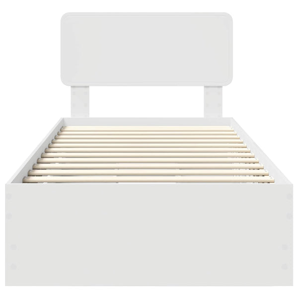 vidaXL Bed Frame with Drawers White 75 x 190 cm Engineered Wood