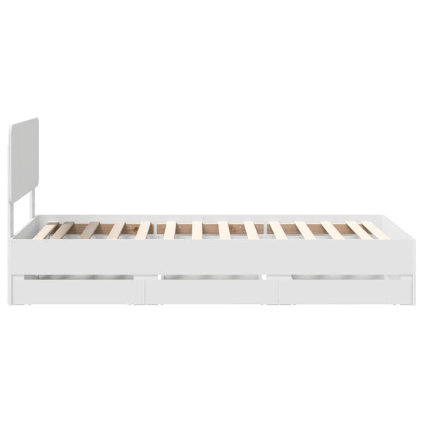 vidaXL Bed Frame with Drawers White 75 x 190 cm Engineered Wood
