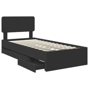 vidaXL Bed Frame with Drawers Black 75 x 190 cm Engineered Wood