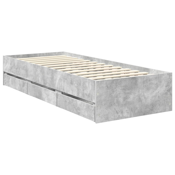 vidaXL Bed Frame with Drawers Concrete Grey 75 x 190 cm Engineered Wood