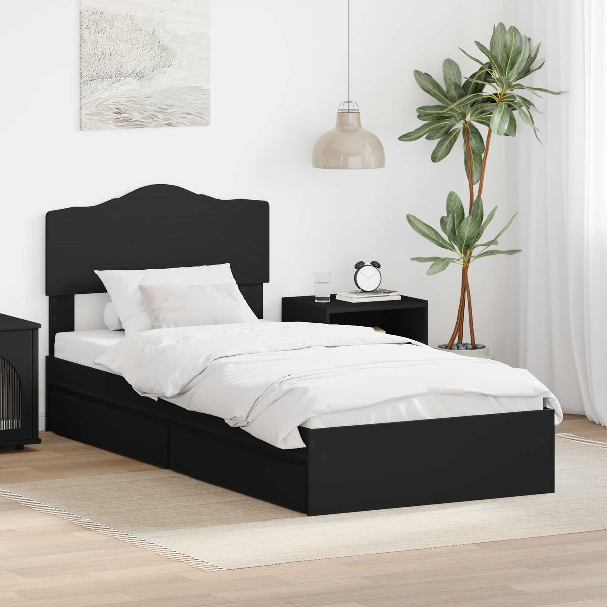 vidaXL Storage Bed Black 70 x 190 cm Engineered Wood