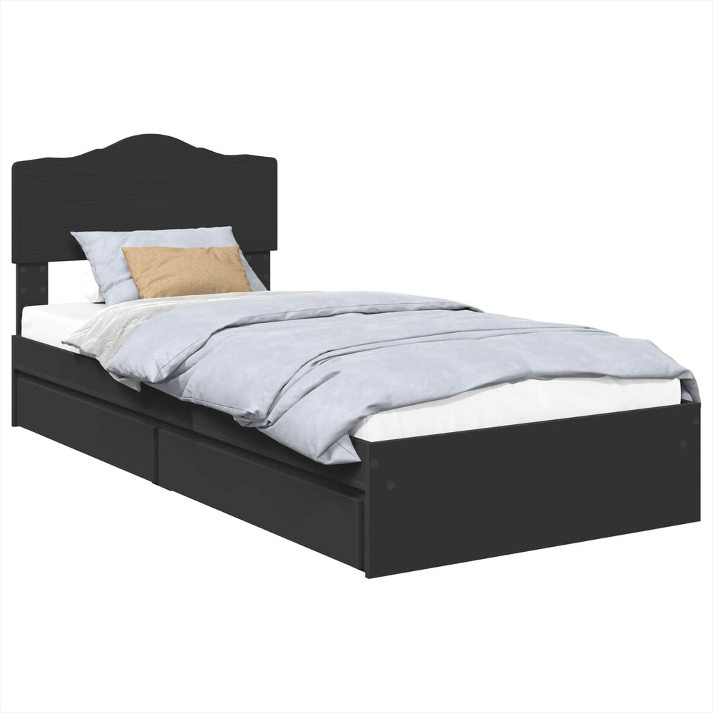 vidaXL Storage Bed Black 70 x 190 cm Engineered Wood