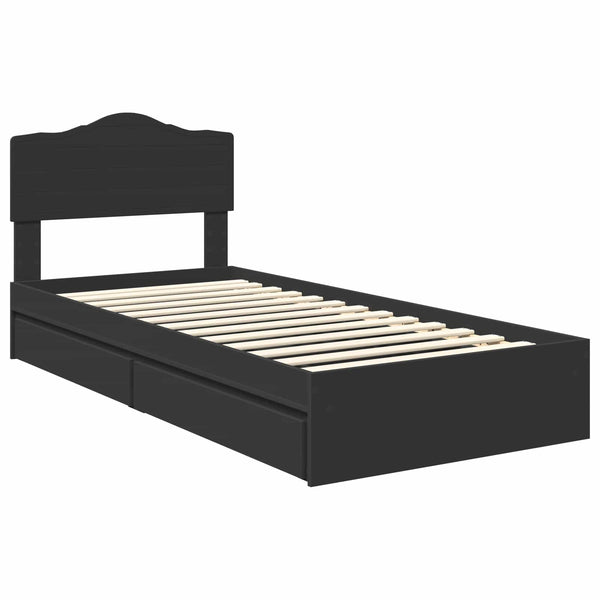 vidaXL Storage Bed Black 70 x 190 cm Engineered Wood
