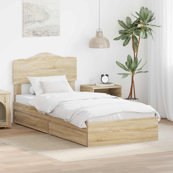 vidaXL Storage Bed Sonoma Oak 70 x 190 cm Engineered Wood