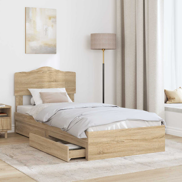 vidaXL Storage Bed Sonoma Oak 70 x 190 cm Engineered Wood