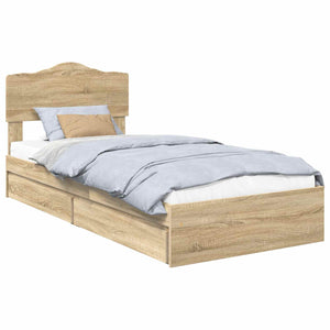 vidaXL Storage Bed Sonoma Oak 70 x 190 cm Engineered Wood