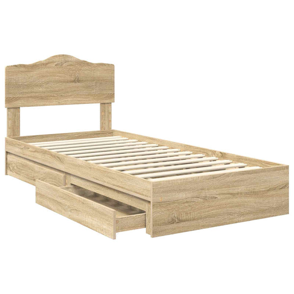 vidaXL Storage Bed Sonoma Oak 70 x 190 cm Engineered Wood