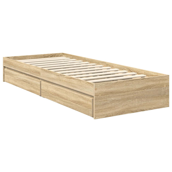 vidaXL Storage Bed Sonoma Oak 70 x 190 cm Engineered Wood