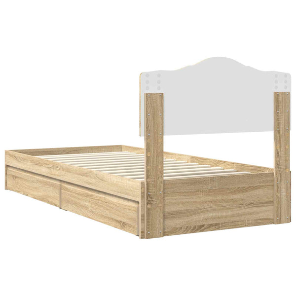 vidaXL Storage Bed Sonoma Oak 70 x 190 cm Engineered Wood