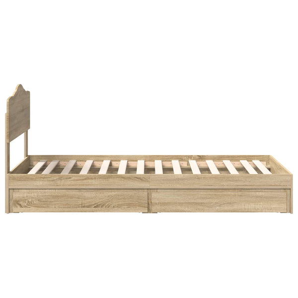 vidaXL Storage Bed Sonoma Oak 70 x 190 cm Engineered Wood